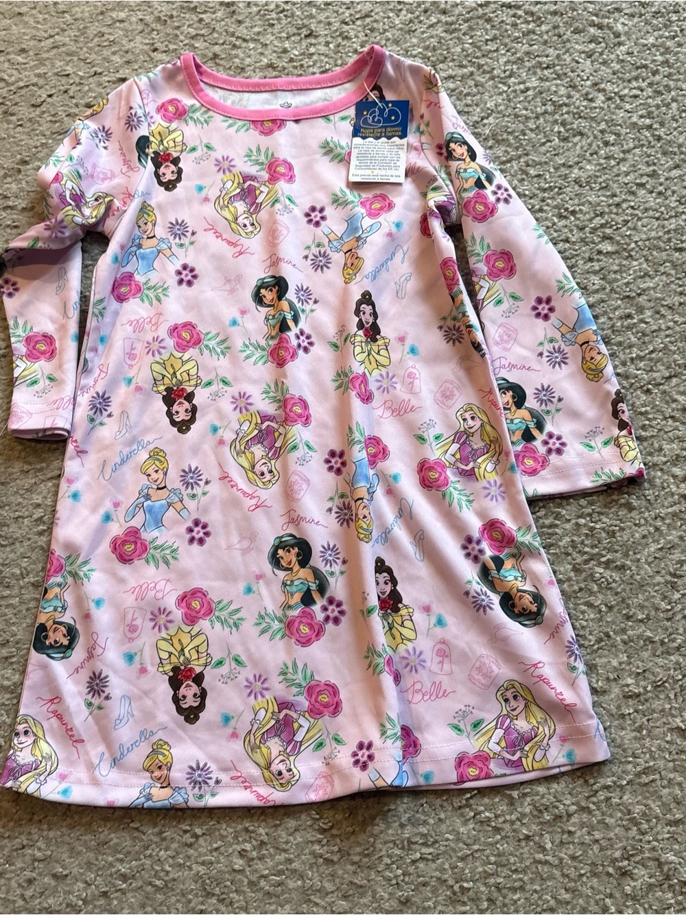 Disney Princess Long Sleeve Nightgown Pajama Sz 4 NEW Jasmine Belle Cinderella